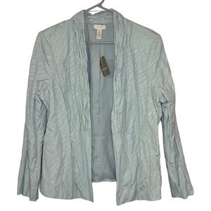 NWT Chico’s Open Smocked Shoshana Solid Beachglass blazer jacket womens 2 US L